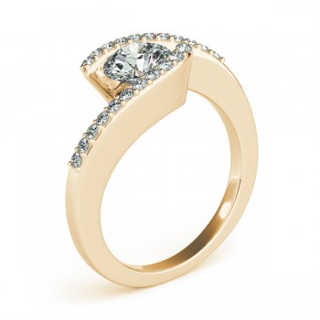 Diamond Accented Tension Set Engagement Ring 14k Yellow Gold (0.17ct)