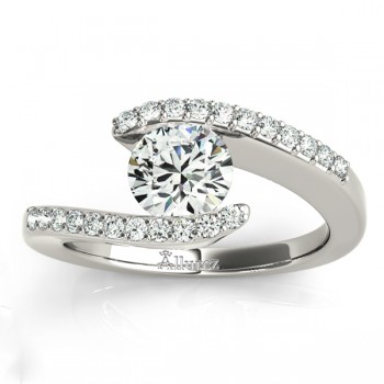 Lab Grown Diamond Accented Tension Set Engagement Ring 14k White Gold (0.17ct)