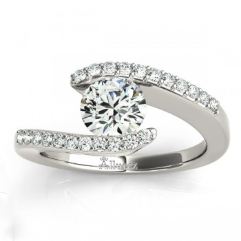 Lab Grown Diamond Accented Tension Set Engagement Ring 18k White Gold (0.17ct)
