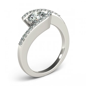 Diamond Accented Tension Set Engagement Ring Palladium (0.17ct)