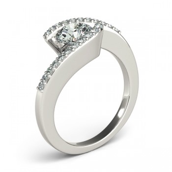 Diamond Accented Tension Set Engagement Ring Platinum (0.17ct)