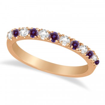 Diamond and Lab Alexandrite Ring Guard Anniversary Band 14K Rose Gold (0.37ct)