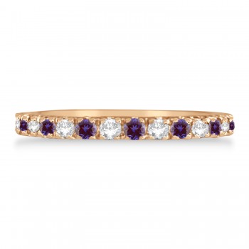 Diamond and Lab Alexandrite Ring Guard Anniversary Band 14K Rose Gold (0.37ct)