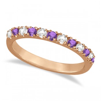 Diamond and Amethyst Ring Guard Stackable Band 14k Rose Gold (0.32ct)