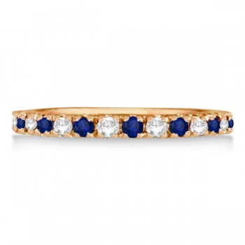 Lab Grown Diamond & Lab Blue Sapphire Ring Guard Stackable Band 14k Rose Gold (0.32ct)