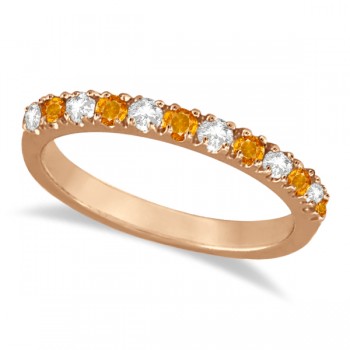 Diamond and Citrine Ring Guard Anniversary Band 14k Rose Gold (0.32ct)