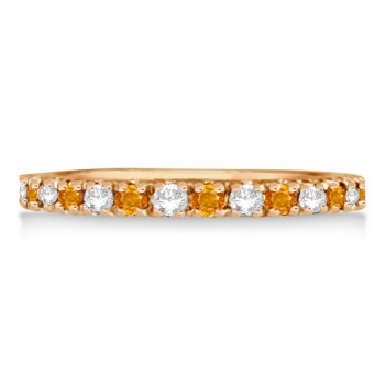 Diamond and Citrine Ring Guard Anniversary Band 14k Rose Gold (0.32ct)