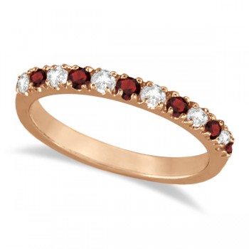 Diamond and Garnet Ring Guard Anniversary Band 14K Rose Gold (0.37ct)