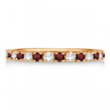 Diamond and Garnet Ring Guard Anniversary Band 14K Rose Gold (0.37ct)