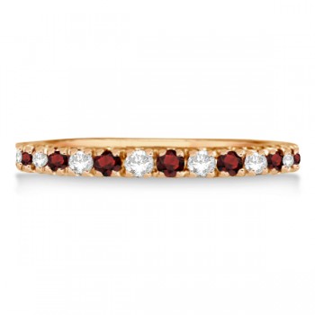 Diamond and Garnet Ring Guard Anniversary Band 14K Rose Gold (0.37ct)