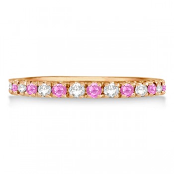 Lab Grown Diamond and Lab Pink Sapphire Ring Guard Stackable 14k Rose Gold (0.32ct)