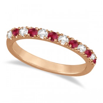 Lab Grown Diamond and Lab Ruby Band Anniversary Ring Guard 14K Rose Gold (0.37ct)