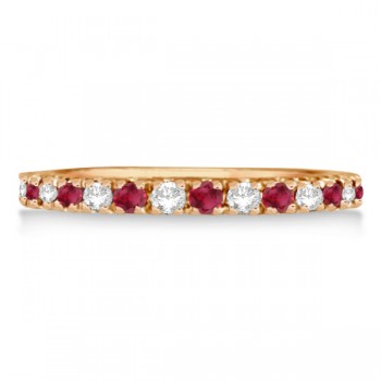 Lab Grown Diamond and Lab Ruby Band Anniversary Ring Guard 14K Rose Gold (0.37ct)