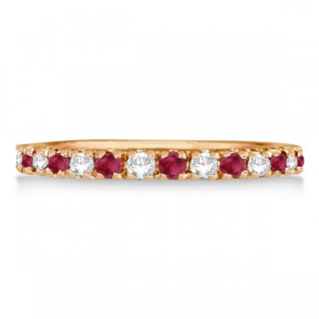 Diamond and Ruby Band Anniversary Ring Guard 14K Rose Gold (0.37ct)