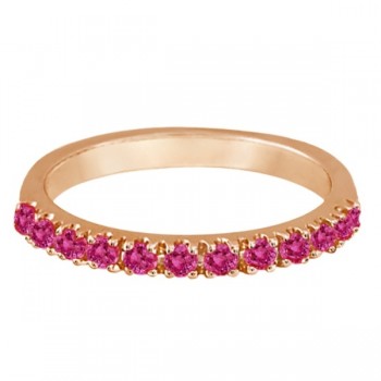 Pink Sapphire Stackable Band Ring Guard in 14k Rose Gold (0.38ct)