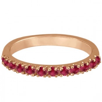 Lab Ruby Stackable Ring Guard Band 14K Rose Gold (0.37ct)