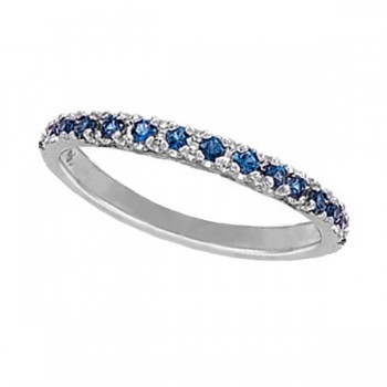 Blue Sapphire Stackable Ring Anniversary Band in Palladium