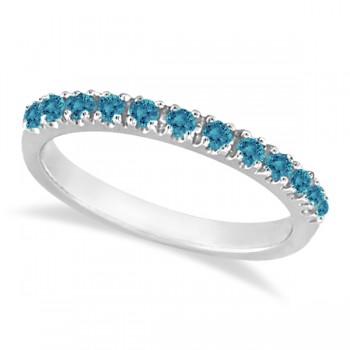 Lab Blue Lab Grown Diamond Stackable Band Ring Guard in 14k White Gold (0.25ct)