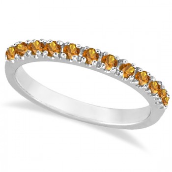 Citrine Stackable Band Anniversary Ring Guard 14k White Gold (0.38ct)