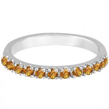 Citrine Stackable Band Anniversary Ring Guard 14k White Gold (0.38ct)