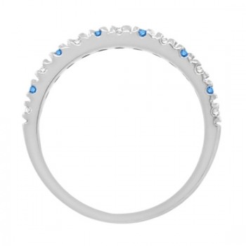 Blue & White Diamond Stackable Ring Band 14k White Gold (0.25ct)