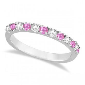 Lab Grown Diamond and Lab Pink Sapphire Ring Guard Stackable 14k White Gold (0.32ct)