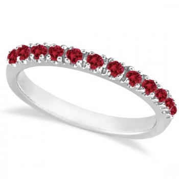 Garnet Stackable Ring Guard Band 14K White Gold (0.37ct)