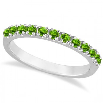 Peridot Stackable Band Anniversary Ring Guard 14k White Gold (0.38ct)