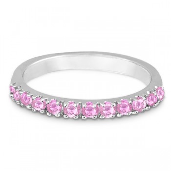 Pink Sapphire Stackable Band Ring Guard in 14k White Gold (0.38ct)