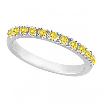 Yellow Canary Diamond Stackable Ring Band 14k White Gold (0.25 ct)