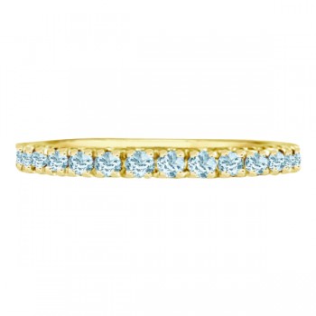 Aquamarine Stackable Ring Anniversary Band in 14k Yellow Gold