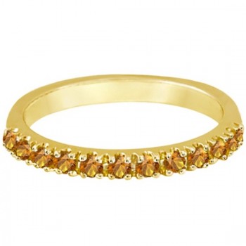 Citrine Stackable Band Anniversary Ring Guard 14k Yellow Gold (0.38ct)