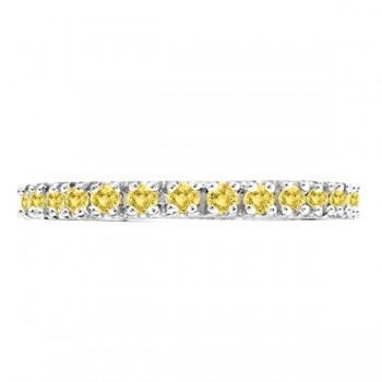 Yellow Canary Lab Grown Diamond Stackable Ring Anniversary Band Palladium 0.25ct