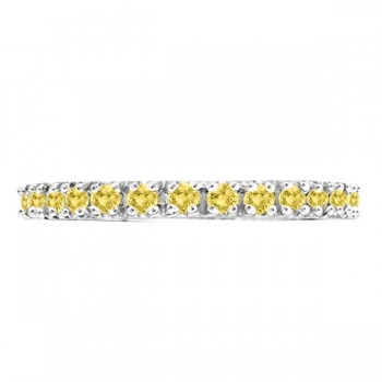 Yellow Canary Diamond Stackable Ring Anniversary Band Palladium 0.25ct