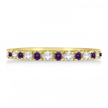 Diamond and Lab Alexandrite Ring Guard Stackable Band 14K Yellow Gold (0.37ct)
