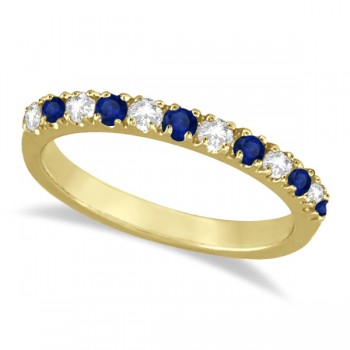 Diamond & Blue Sapphire Ring Anniversary Band 14k Yellow Gold (0.32ct)