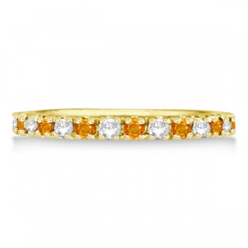 Diamond and Citrine Ring Guard Stackable Band 14k Yellow Gold (0.32ct)