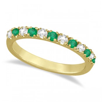 Diamond and Emerald Band Stackable Ring Guard 14k Yellow Gold (0.32ct)