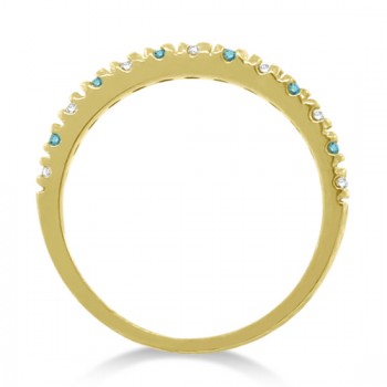 Blue & Lab White Diamond Stackable Ring Band 14k Yellow Gold (0.25ct)