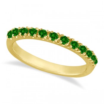 Lab Emerald Semi-Eternity Band Stackable Ring 14K Yellow Gold (0.38 ct)