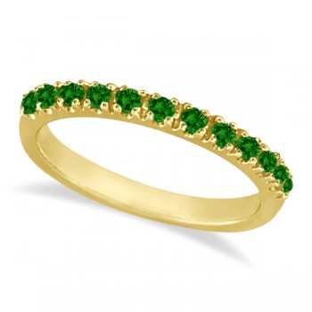 Emerald Semi-Eternity Band Stackable Ring 14K Yellow Gold (0.38 ct)