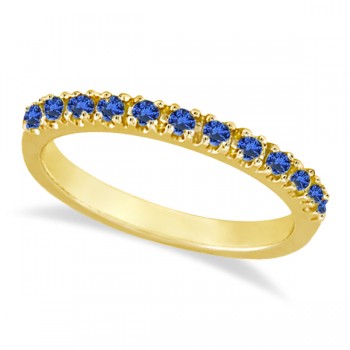 Blue Sapphire Stackable Ring Anniversary Band in 14k Yellow Gold