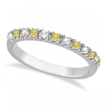 Yellow Canary & Lab White Diamond Stackable Ring Band 14k Gold (0.25ct)