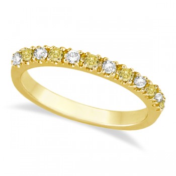 Yellow Canary & White Diamond Stackable Ring Band 14k Gold (0.25ct)