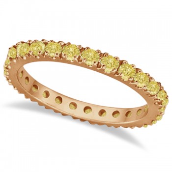 Fancy Yellow Canary Diamond Eternity Ring Band 14K Rose Gold (0.51ct)