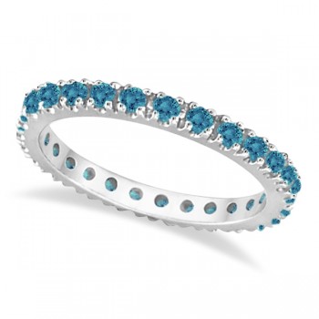 Fancy Blue Diamond Eternity Band Wedding Ring 14K White Gold (0.50ct)