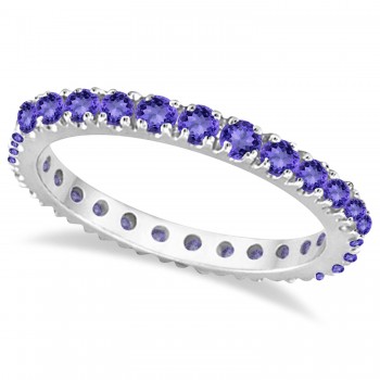 Tanzanite Eternity Stackable Ring Band 14K White Gold (0.75ct)