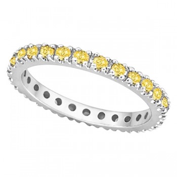 Fancy Yellow Canary Diamond Eternity Ring Band 14K White Gold (0.51ct)