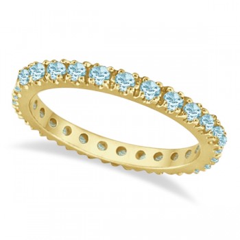 Aquamarine Eternity Stackable Ring Guard Band 14K Yellow Gold (0.50ct)