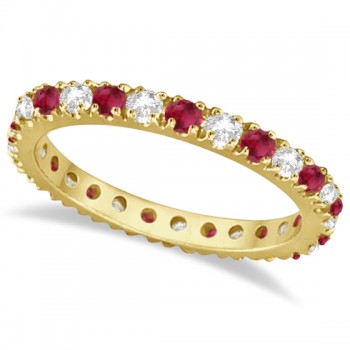 Diamond and Ruby Eternity Band Stackable Ring 14K Yellow Gold (0.51ct)